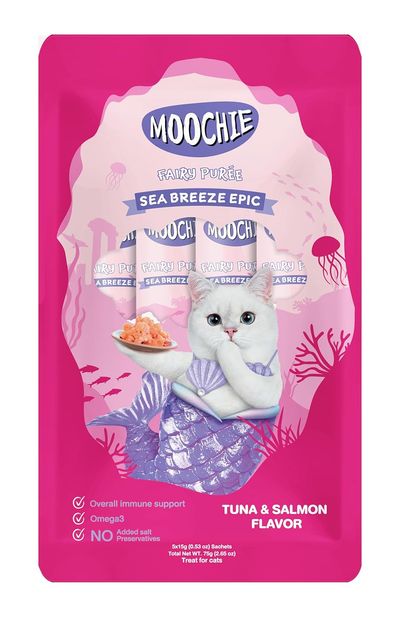Moochie Cat Creamy Treats With Tuna & Salmon, Lickable Treat For Cats
