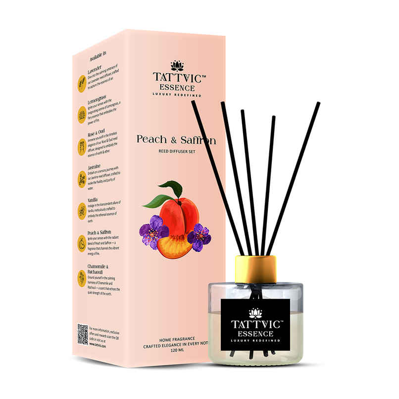 Tattvic Essence Luxury Reed Diffuser Set | Peach & Saffron - 120 ml