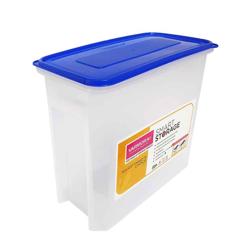 Varmora Plastic Smart Storage Grocery Container - 15 kg- Blue- Airtight