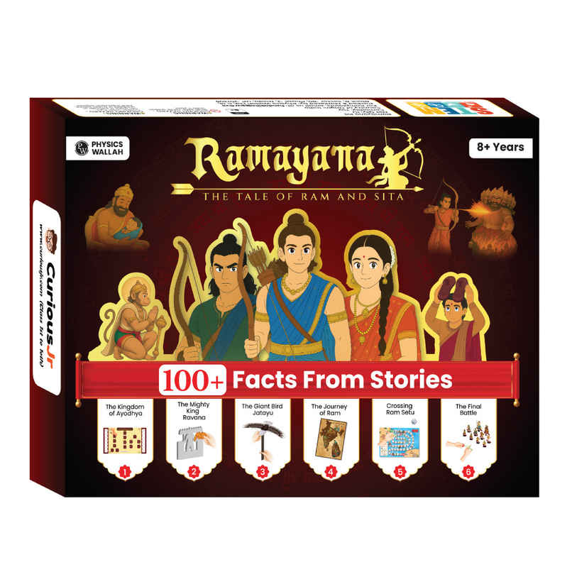 Physics Wallah Ramayana,The Tale of Ram & Sita Kit for Kids, 6-in-1 Fun Activity & Family Board Game