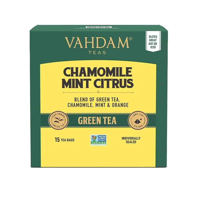 Vahdam Chamomile, Mint, and Citrus Organic Green Tea