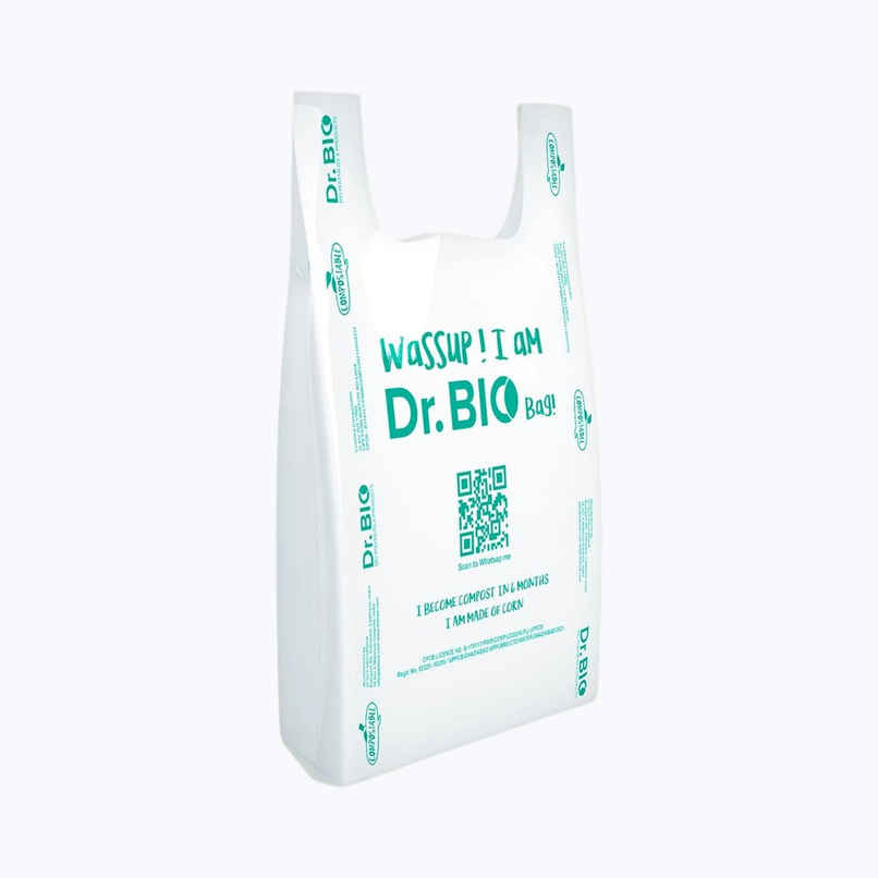 Dr. Bio Carry Bags Medium | 25 pcs | 13x16 inch | White | Eco-Friendly | Compostable | Biodegradable