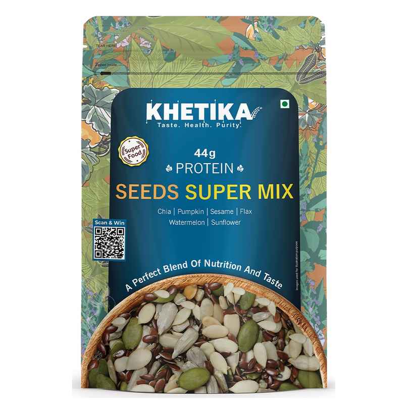 Khetika Super Seed Mix Rich in Protein 44 g, Pumpkin, Sesame, Watermelon, Sunflower, Chia Seeds