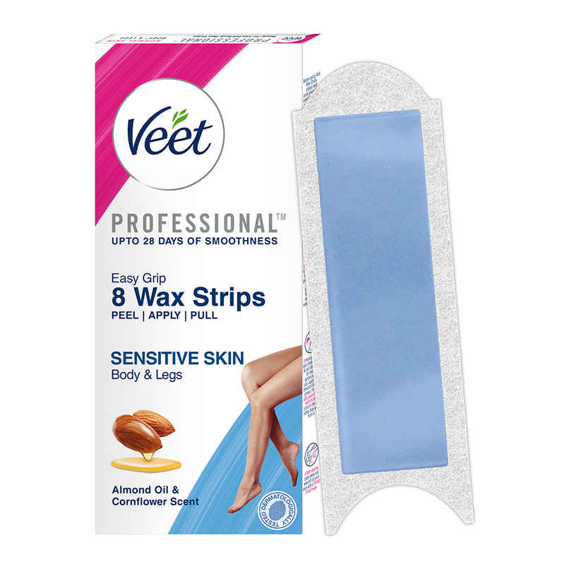 Veet Professional Waxing Strips Kit For Sensitive Skin | 8 Strips