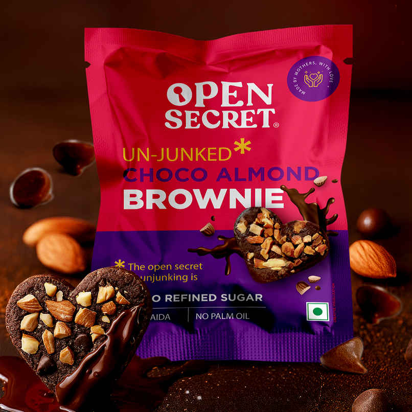 Open Secret Heart Shaped Chocolate Almond Brownie, No Maida, Zero Palm Oil