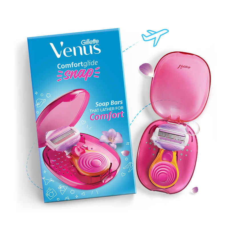 Gillette Venus Snap Hair Remover Women Body Razor Compact Case|Soap Gel Bar With Avocado