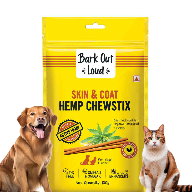 Bark Out Loud Dog Treat & Cat Treat | Hemp Chewstix with Omega & Zinc to Boost Health