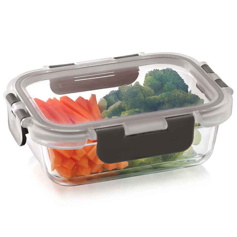 Magnus Glock 370 ml Rectangle Grey Borosilicate Glass Container With Detachable Lock