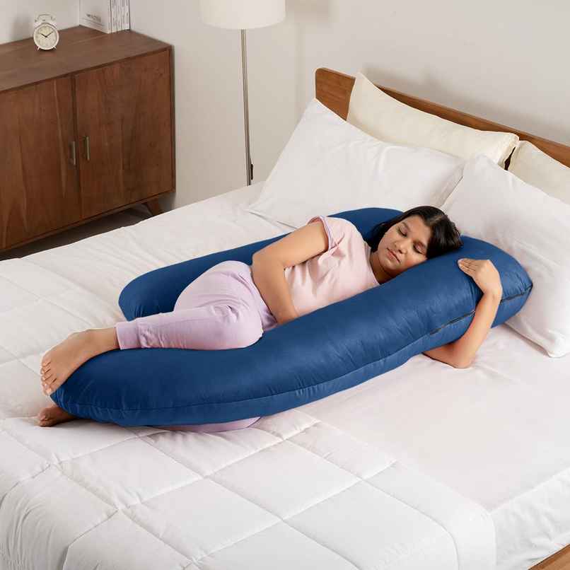 Maternity Pillow for Pregnancy Support | G Shape | Super Soft & Machine Dark Blue