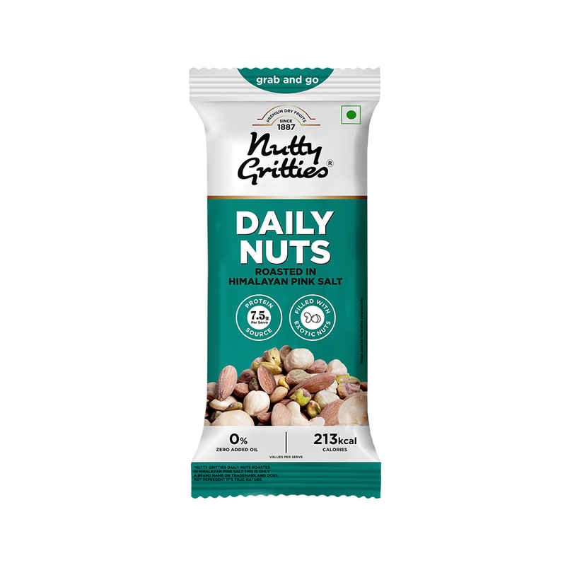 Nutty Gritties Daily Mix Nuts roasted in Himalayan Pink Salt - Macadamias, Hazelnuts, Pistachios, Almonds, Cashews