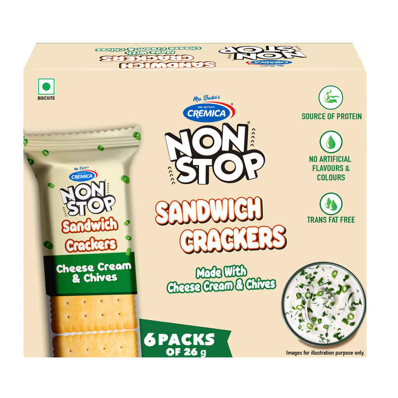 Cremica Non Stop Cheese Cream & Chives Sandwich Cracker Cremica Non Stop Cheese Cream & Chives Sandwich Cracker