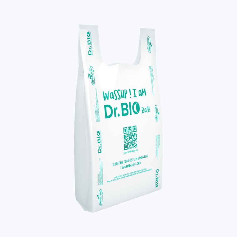 Dr. Bio Carry Bags Large | 25 pcs | 16x20 inch | White | Eco-Friendly | Compostable | Biodegradable