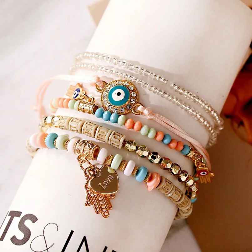 Shining Diva Fashion Latest Stylish Evil Eye Multilayer Bangle Bracelet for Women and Girls 14687b