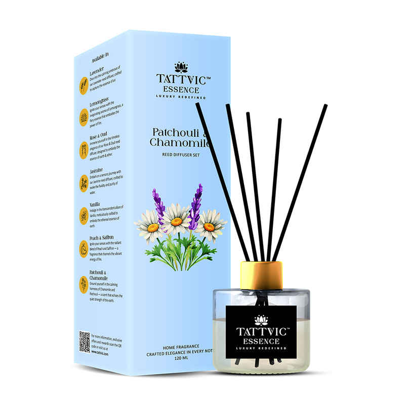 Tattvic Essence Luxury Reed Diffuser Set | Patchouli & Chamomile - 120 ml