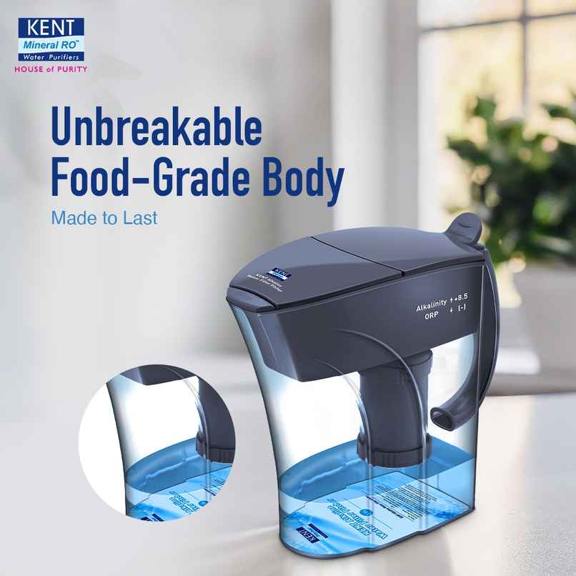 Kent 11054 Alkaline Water Filter Pitcher 3.5 L (Not Suitable For Borewell Or Tanker Water)
