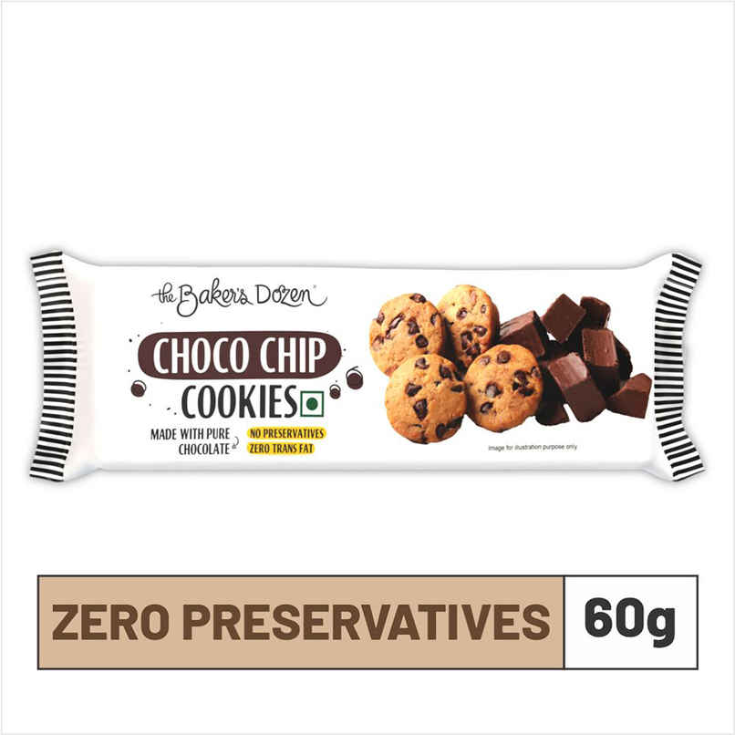 The Baker's Dozen Chocochip Cookies | Source of Protein & Fibre | Made with Dark Choco Chips