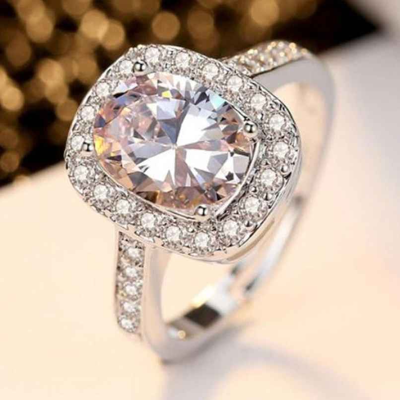 Jewels Galaxy Silver-Plated Geometric American Diamond Adjustable Finger Ring (1 Pack 1 Piece)