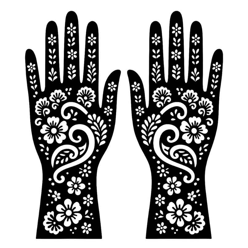 Mehendi Stencil | Peacock Feather Floral | Easy Apply | Se7en