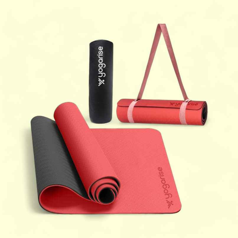 Yogarise 6mm Yoga Mat Dual Color, Red & Black Yogarise 6mm Yoga Mat Dual Color, Red & Black