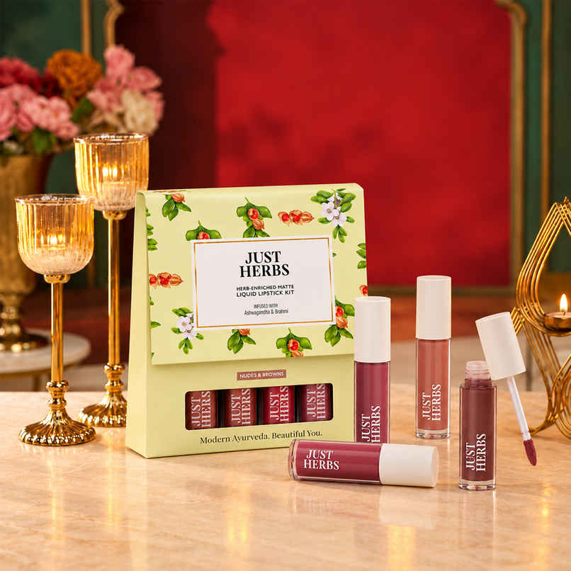 Just Herbs Ayurvedic Liquid Lipsticks Gift Box Set| Nudes & Brown