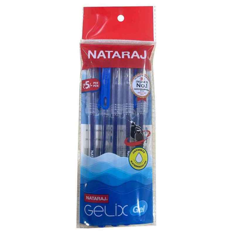 Nataraj Gelix Gel Pen, Japaness Waterproof ink, Clear & smooth writing Pack of 5 Nataraj Gelix Gel Pen, Japaness Waterproof ink, Clear & smooth writing Pack of 5