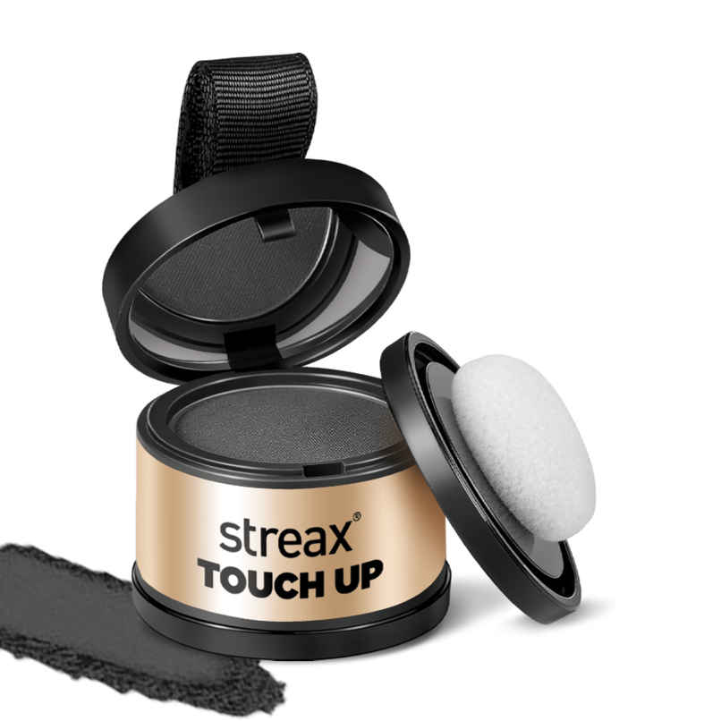 Streax Root Touch Up Powder, Black, Covers Grey Hair & Bald Patches Instantly Streax Root Touch Up Powder, Black, Covers Grey Hair & Bald Patches Instantly