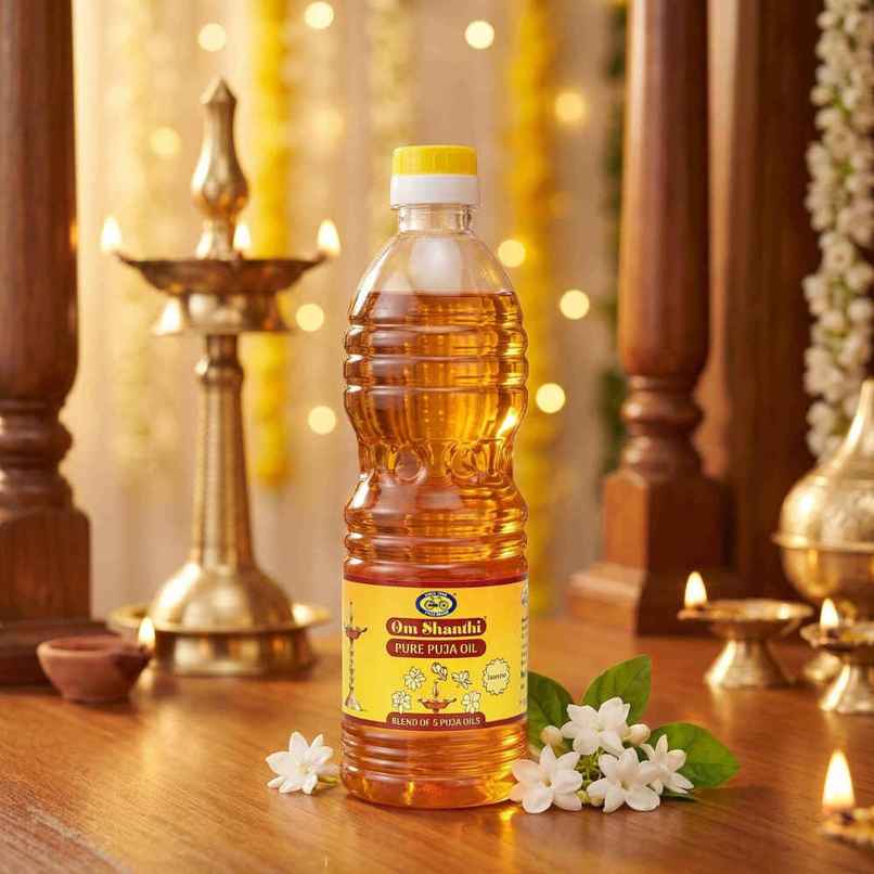 Om Shanthi Puja Oil for Diya | Jasmine Fragrance | Non-Edible | From House of Cycle