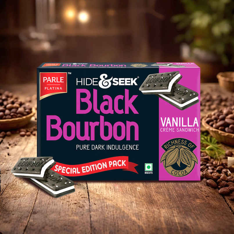 Parle Hide & Seek Black Bourbon Vanilla Creme Sandwich Biscuit Parle Hide & Seek Black Bourbon Vanilla Creme Sandwich Biscuit