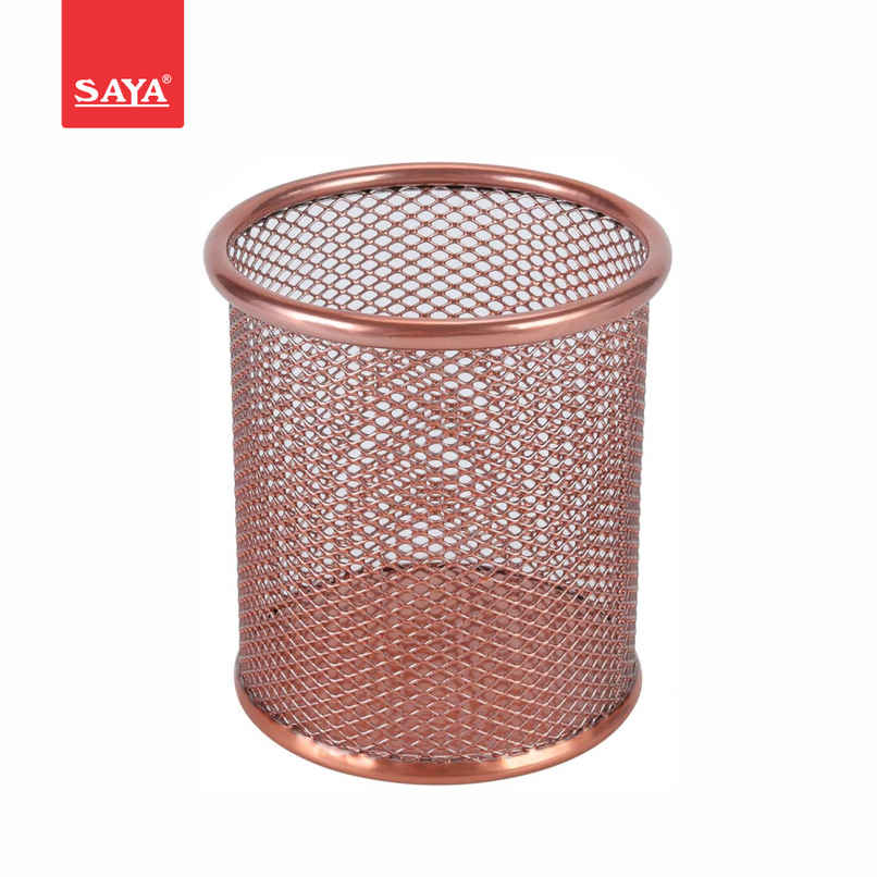 Saya Gold Metal Mesh Pen Stand | Desk Organizer Holder for Office & Home Workspace