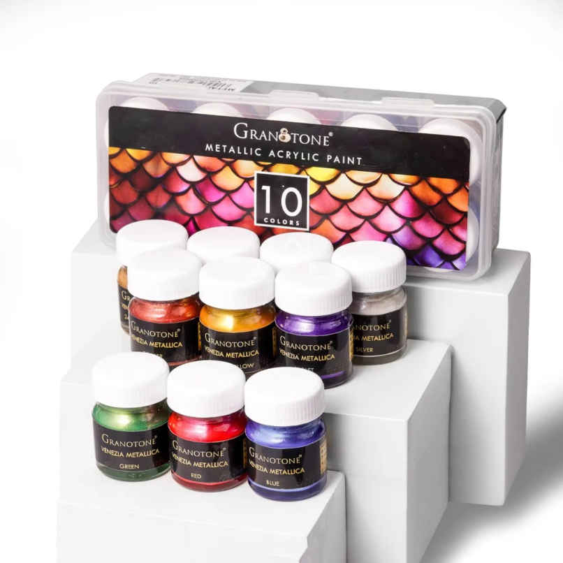 Granotone Venezia Metallic Acrylic Paint Set | Multicolour