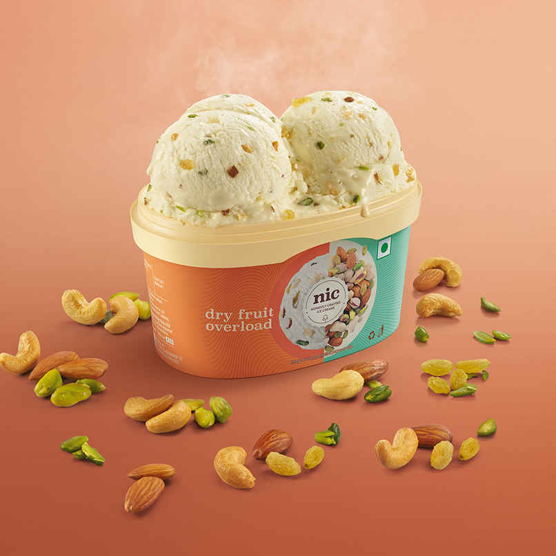 NIC Dry Fruit Overload Ice Cream Tub | Preservative Free | No Artificial Flavors NIC Dry Fruit Overload Ice Cream Tub | Preservative Free | No Artificial Flavors