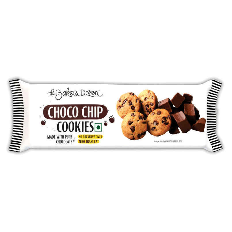 The Baker's Dozen Chocochip Cookies | Source of Protein & Fibre | Made with Dark Choco Chips