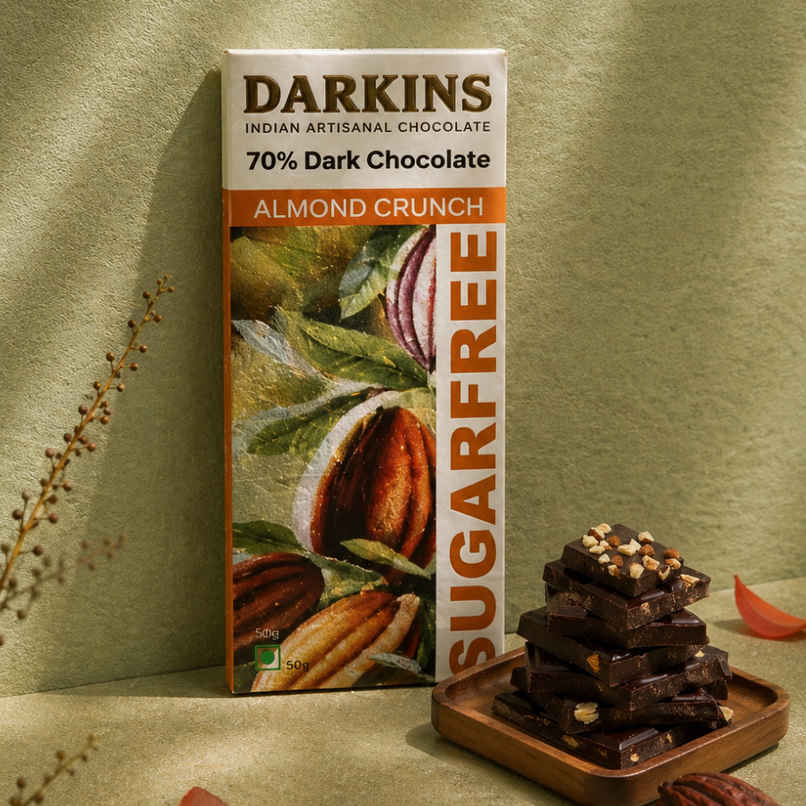 Darkins Sugar Free Dark Chocolate 70% | Almond Crunch