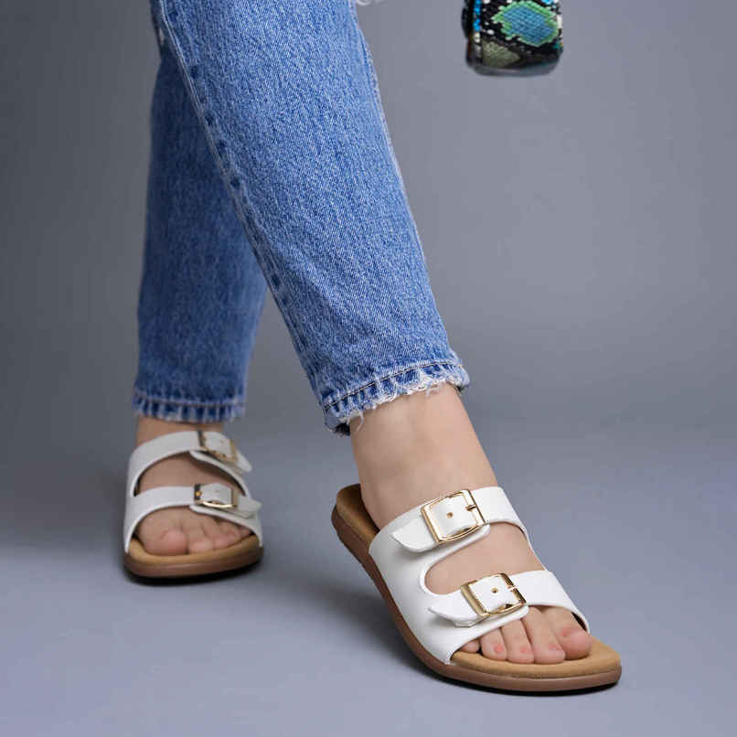 Shoetopia Women's Stylish Solid Flats | Aero White - UK 5