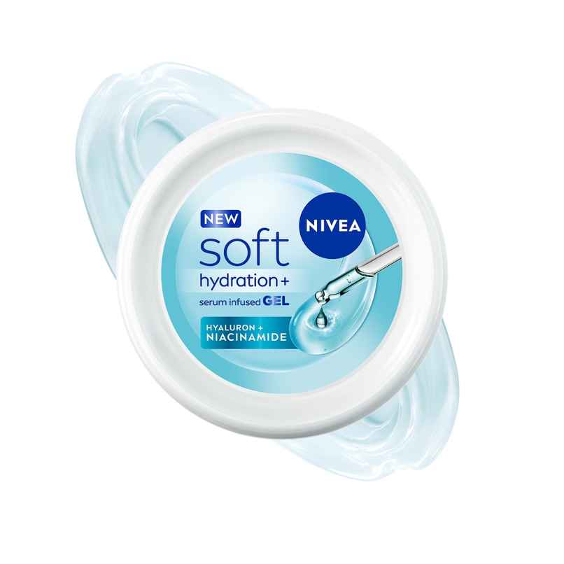 NIVEA Soft Gel Moisturizer, Hyaluron & Niacinamide, 100Hr Hydration, Serum Infused Gel NIVEA Soft Gel Moisturizer, Hyaluron & Niacinamide, 100Hr Hydration, Serum Infused Gel
