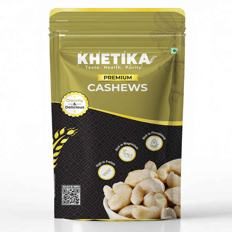 Khetika Premium Cashews | Kaju Whole | Unpolished | Rich in Fiber