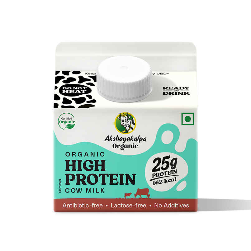 Akshayakalpa Organic High Protein Cow Fresh Milk | 25g Protein | Gable Top Pack