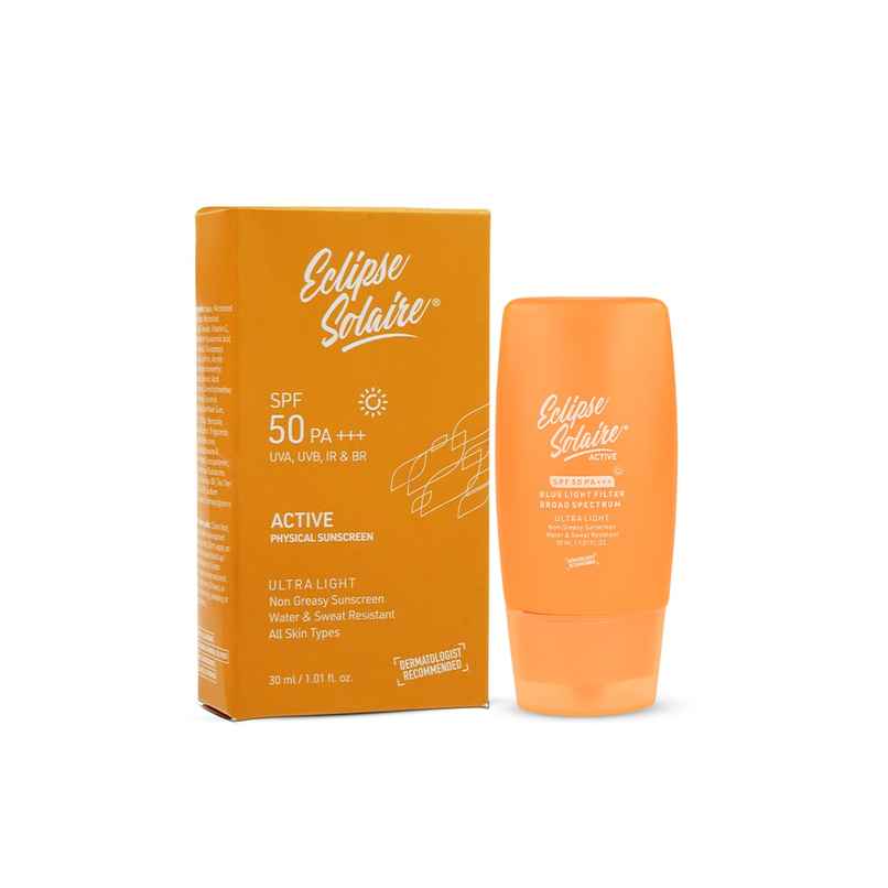 Eclipse Solaire Active Sunscreen SPF 50 PA+++ No White Cast, Non-Greasy Formula for All Skin Types