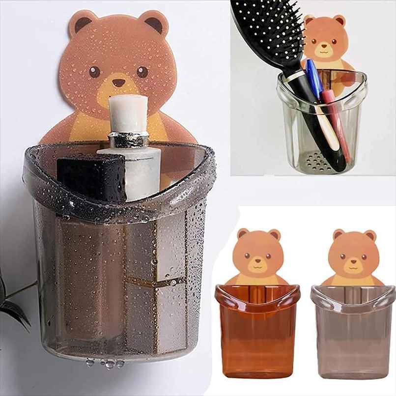 Perpetual Self-Adhesive Toothbrush Holder, 4 Pcs Teddy Bear Shaped for Bathroom Storage
