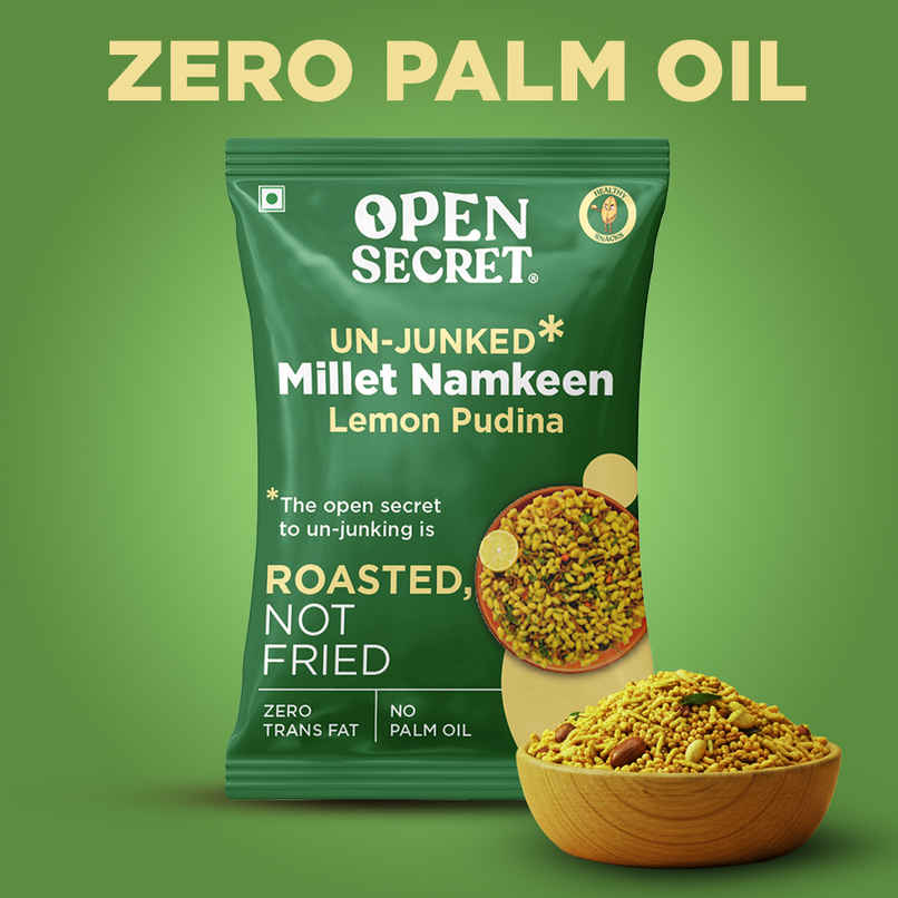 Open Secret Healthy Namkeen Lemon Pudhina | Roasted Snacks, No Palm Oil contains millets