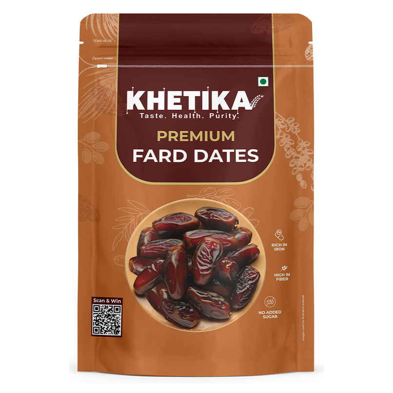 Khetika Premium Fard Dates | Khajoor, Khajur | Rich in Fibre | No Added Sugar Khetika Premium Fard Dates | Khajoor, Khajur | Rich in Fibre | No Added Sugar