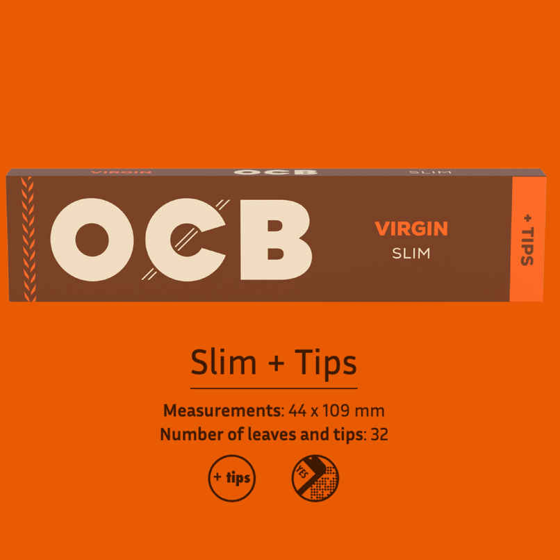 OCB VIRGIN Brown 32 Sheets Rolling Paper & Filter Tips | King Size Slim OCB VIRGIN Brown 32 Sheets Rolling Paper & Filter Tips | King Size Slim