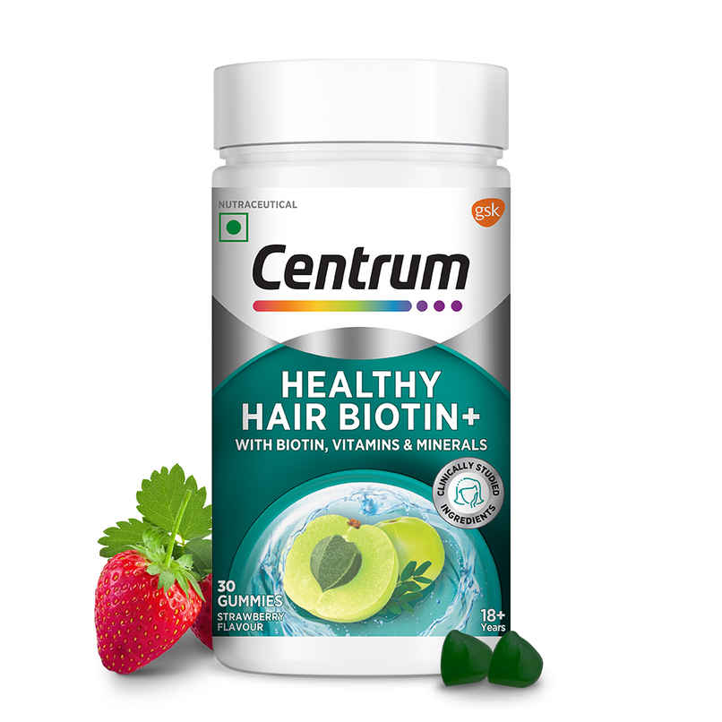 Centrum Healthy Hair Biotin+ Gummies with Amla Extract for Hair, Skin & Nails - 30 Veg Gummies Centrum Healthy Hair Biotin+ Gummies with Amla Extract for Hair, Skin & Nails - 30 Veg Gummies