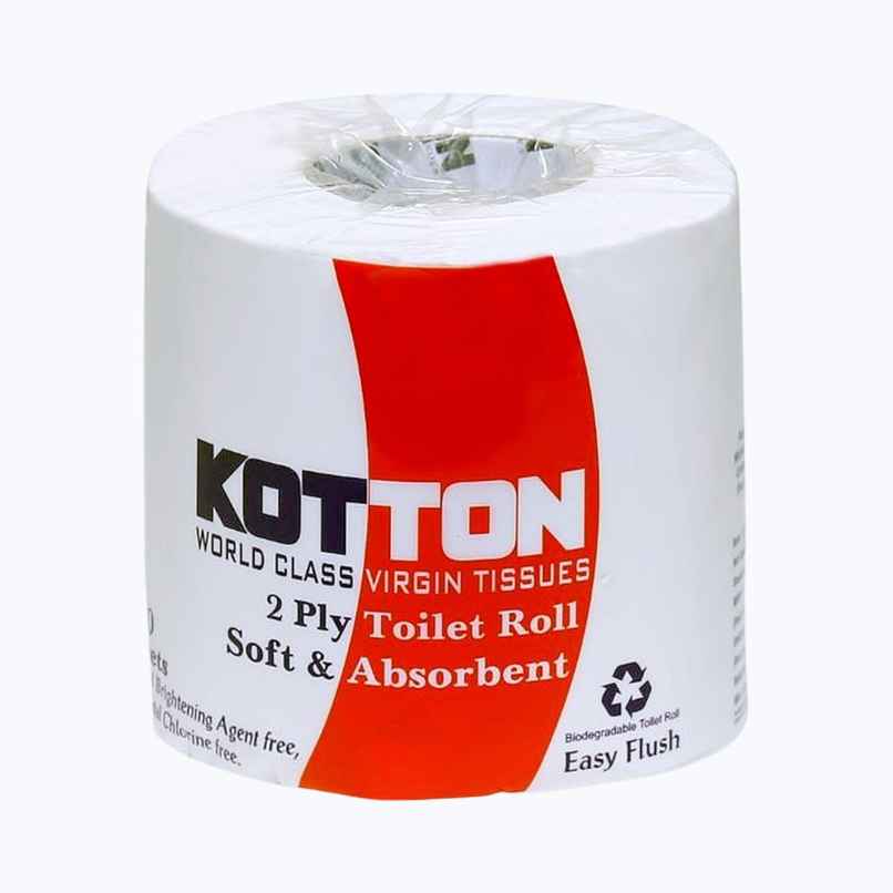 Kotton Toilet Roll - 2 Ply -100% Virgin Pulp/Paper, single pack 400 sheets Kotton Toilet Roll - 2 Ply -100% Virgin Pulp/Paper, single pack 400 sheets
