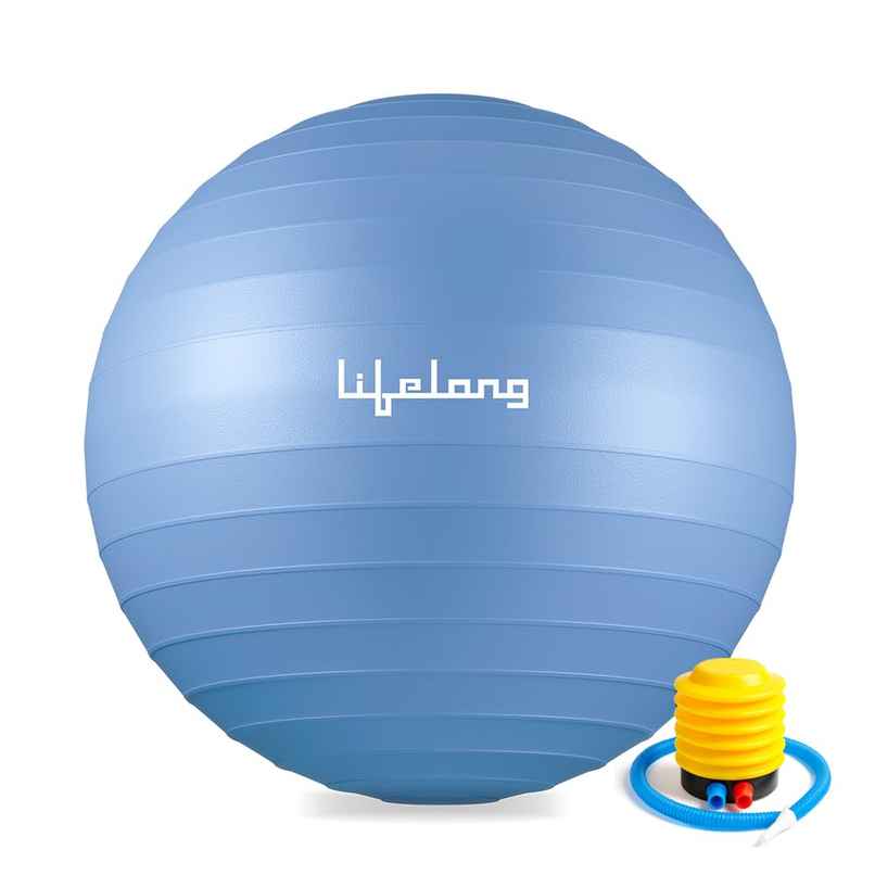 Lifelong 65cm Anti-Burst Gym Ball with Foot Pump | Blue Lifelong 65cm Anti-Burst Gym Ball with Foot Pump | Blue