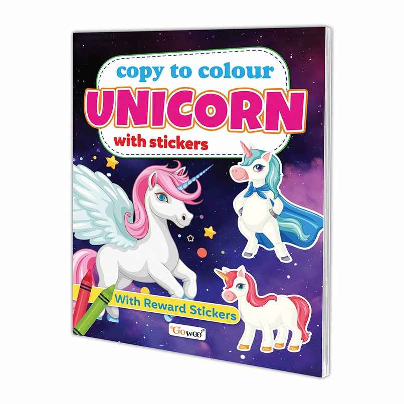 Copy to Colour Unicorn With Stickers Book for Kids | Ages 3-12 - Coloring Adventure for Kids