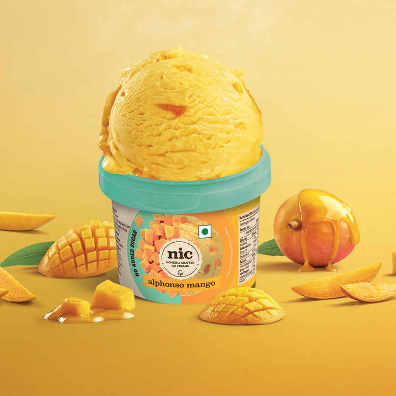 NIC Alphonso Mango Ice Cream Cup | No Added Sugar | Preservative Free | No Artificial Flavors