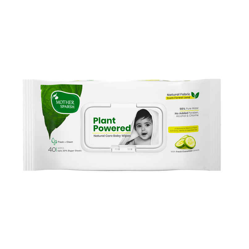 Mother Sparsh Plant Powered Natural Care Baby Wipes with Cucumber Extract Mother Sparsh Plant Powered Natural Care Baby Wipes with Cucumber Extract
