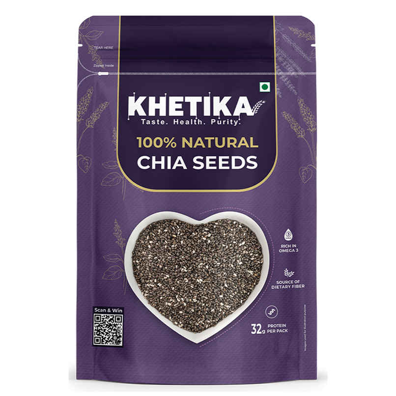 Khetika Premium Chia Seeds | High in Fibre | Rich in Omega-3 Khetika Premium Chia Seeds | High in Fibre | Rich in Omega-3