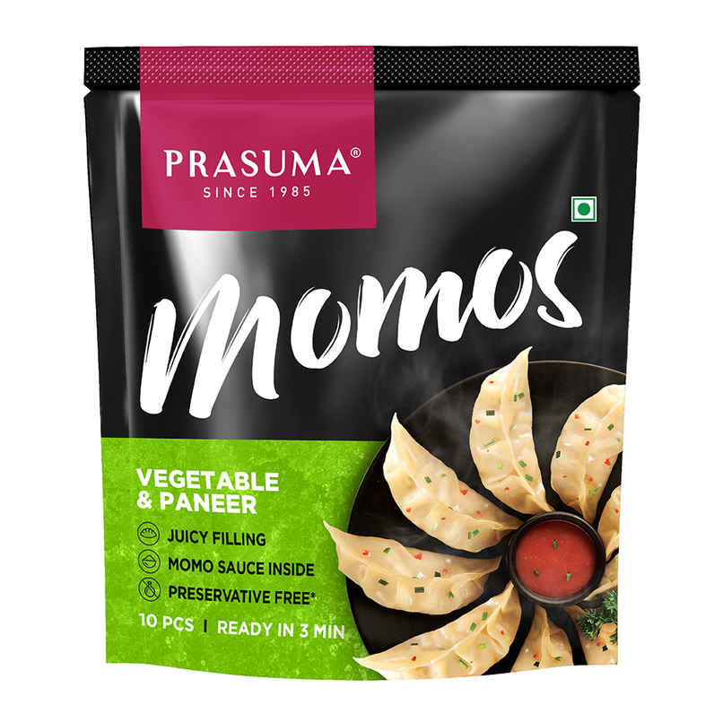Prasuma Veg & Paneer Momos | No Preservatives, MSG or Palm Oil | Only Fresh Paneer & Veggies